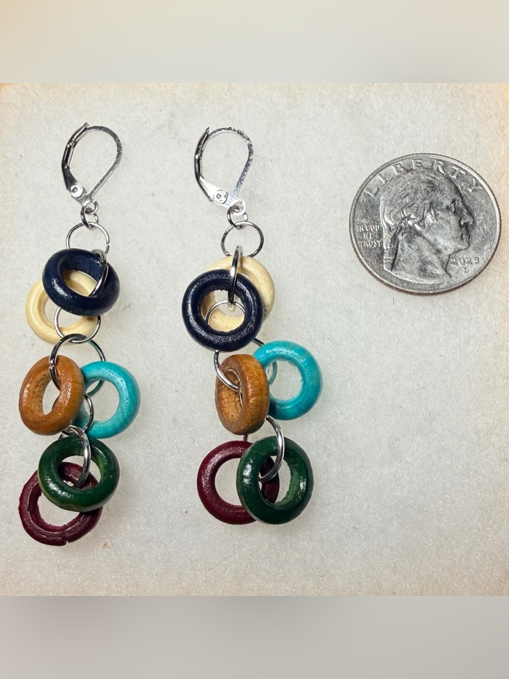 ✨Hand Crafted✨Multi-Color Wooden Hoop Dangle Earrings